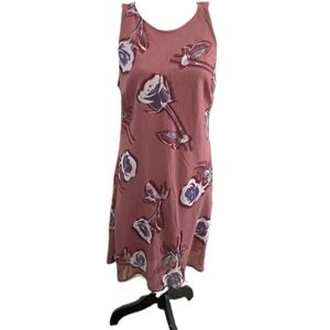 Wild Fable Women's Sleeveless Floral Mauve Keyhole Back Short Shift Dress Large